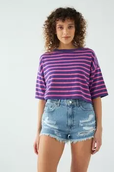 Свитер - Фиолетовый - Классический крой JU