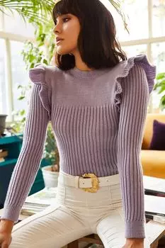 Свитер - Фиолетовый - Классический крой Olalook, фиолетовый