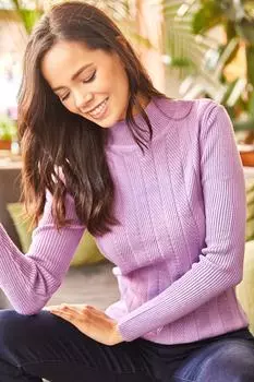 Свитер - Фиолетовый - Классический крой Olalook, фиолетовый