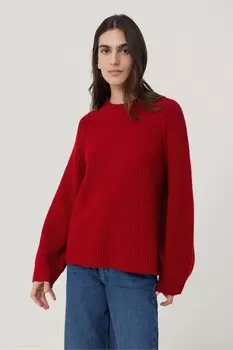 Свитер Fishermans из чистой шерсти в рубчик Jigsaw, красный