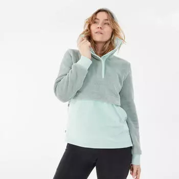 Свитер флисовый женский теплый зимний походный - Ш900 зеленый QUECHUA, цвет gruen