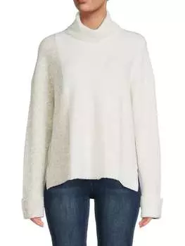 Свитер Flossy French Connection с высоким воротником в рубчик с узором, белый/коричневый