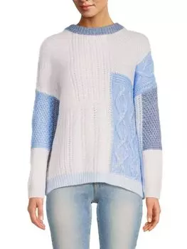 Свитер For The Republic в технике пэчворк, белый/голубой