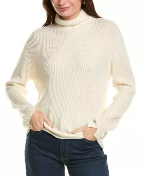 Свитер Forte Cashmere Fashioned Rib Worn Neck из смеси шерсти и кашемира, белый
