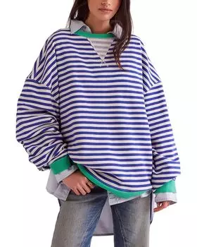 Свитер Free People Classic Striped Crew, цвет Sand Dollar Combo