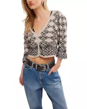 Свитер Free People Geo Floral Cardi, цвет Black Crystal Combo