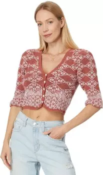 Свитер Free People Geo Floral Cardi, цвет Orchid Cinnamon