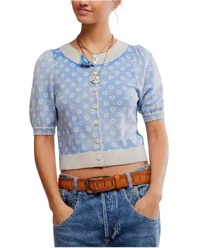 Свитер Free People Isla Patterned Cardi, цвет Cobalt Combo