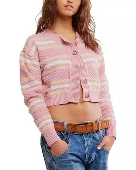 Свитер Free People Lila Stripe Cardi, цвет Pink Combo