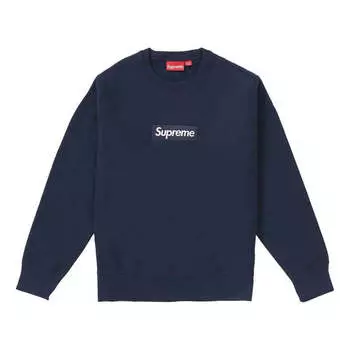 Свитер fw18 box logo crewneck sweater 'navy' Supreme, синий