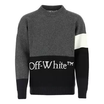 Свитер fw20 logo printing sweater men grey Off-White, серый