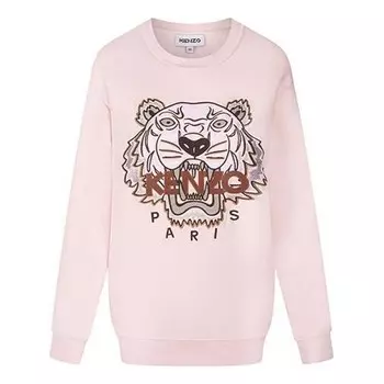 Свитер fw21 tiger head printing cotton round neck hoodie pink/red Kenzo, красный