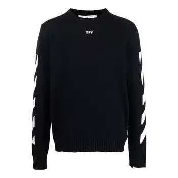 Свитер fw22 round pullover 'black white' Off-White, черный
