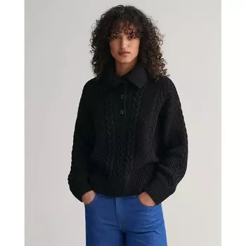 Свитер Gant Cable Buttoned, черный