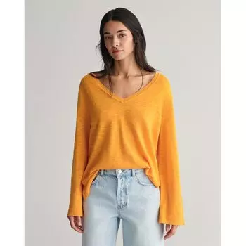Свитер Gant Linen Blend V Neck, желтый