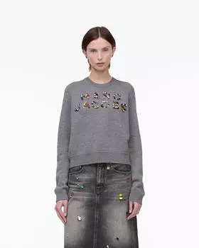 Свитер Gem Knit Logo Crewneck Marc Jacobs, цвет Steel Grey