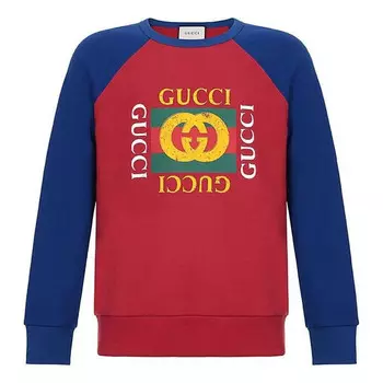 Свитер gg cotton jersey sweatshirt 'red blue' Gucci, красный