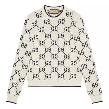 Свитер gg cotton knit sweater 'ivory cotton' Gucci, белый
