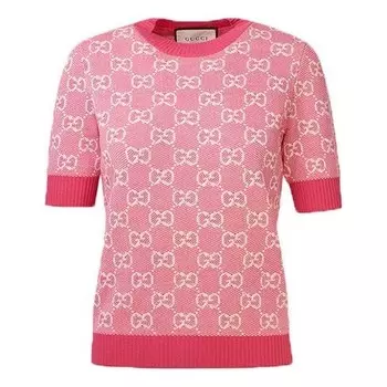 Свитер gg wool-blend pearl cotton sweater for pink/red Gucci, красный