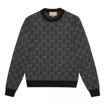 Свитер gg wool jacquard sweater 'grey' Gucci, серый