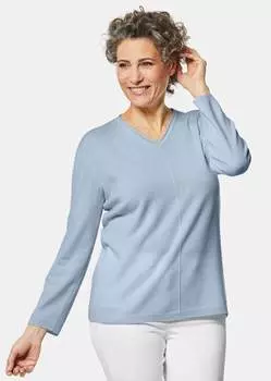 Свитер GOLDNER Kaschmir mit V Ausschnitt, светло-синий