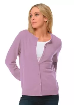 Свитер GOLDNER Kaschmirstrickjacke mit Rundhalsausschnitt, фиолетовый