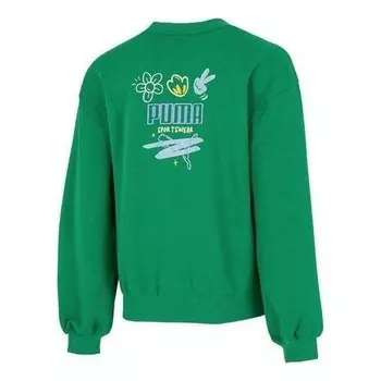 Свитер graphic sweatshirt 'green' Puma, зеленый