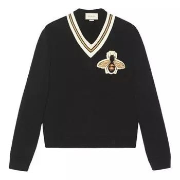 Свитер Gucci Embroidered V neck White Unisex Black 452796-X5H38-1082, черный