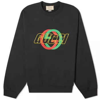 Свитер Gucci Interlocking Logo Crew Neck, черный