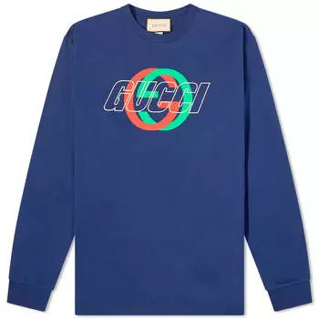 Свитер Gucci Interlocking Logo Crew Neck, темно-синий