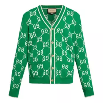Свитер Gucci Jumbo GG Jacquard Cardigan 'Green', зеленый