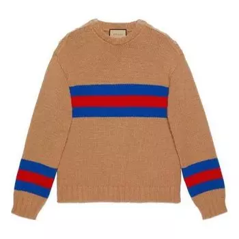 Свитер Gucci Wool Mohair Sweater With Web Intarsia 'Camel', желто-коричневый