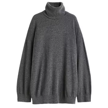 Свитер H&amp;M Premium Selection Cashmere Turtleneck, темно-серый