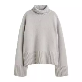 Свитер H&amp;M Premium Selection Oversized Turtleneck Wool-blend, светло-серый