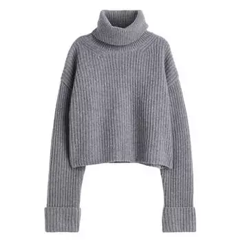 Свитер H&amp;M Premium Selection Wool-blend Turtleneck, серый меланж