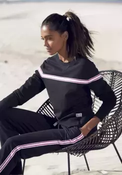 Свитер H.I.S с контрастной тесьмой, костюм для отдыха, черный