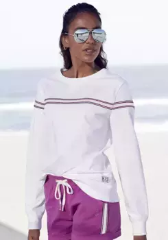 Свитер H.I.S с контрастной тесьмой, костюм для отдыха, белый