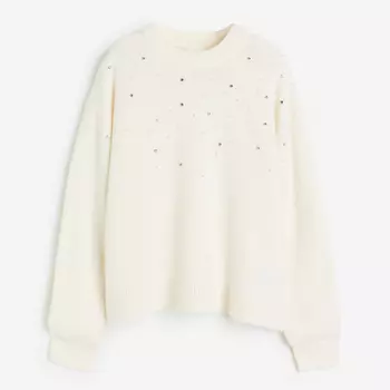 Свитер H&M Beaded, кремовый