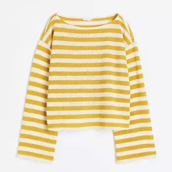 Свитер H&M Boxy, желтый/белый