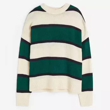 Свитер H&M Jacquard-knit, темно-зеленый