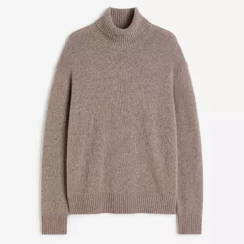Свитер H&M Loose Fit Woolen Turtleneck, темно-бежевый