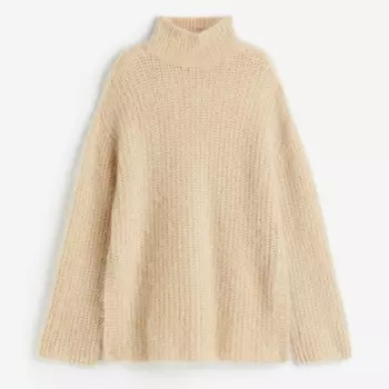 Свитер H&M Mohair-blend Mock Turtleneck, бежевый