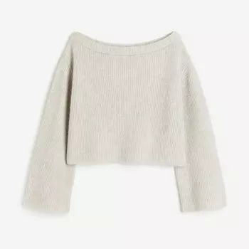 Свитер H&M Off-the-shoulder, светло-серый