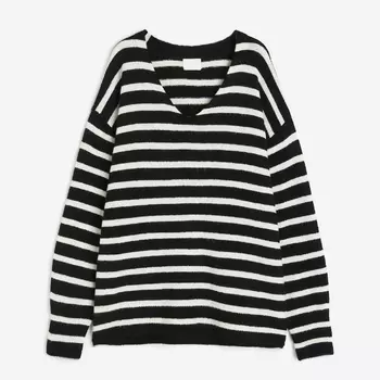 Свитер H&M Oversized, черный/белый