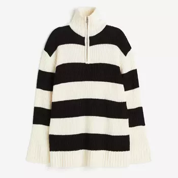 Свитер H&M Oversized Half-zip, черный