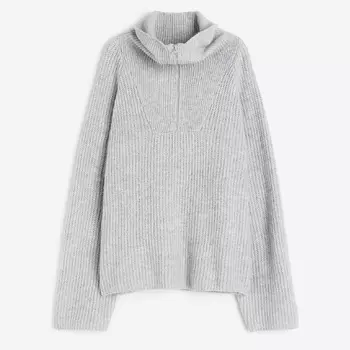 Свитер H&M Oversized Half-zip, светло-серый