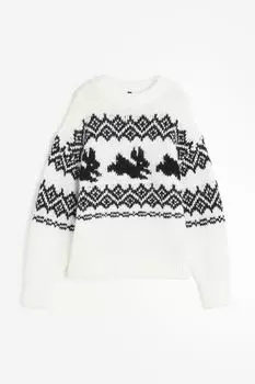 Свитер H&M Oversized Jacquard-knit, белый