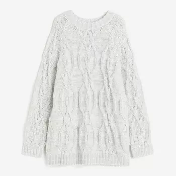 Свитер H&M Oversized Shimmery Metallic, светло-серый