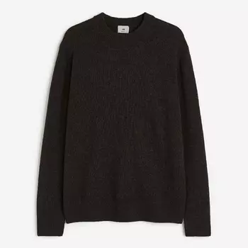 Свитер H&M Regular Fit Wool, темно-коричневый