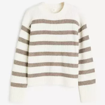 Свитер H&M Rib-knit, кремовый/бежевый